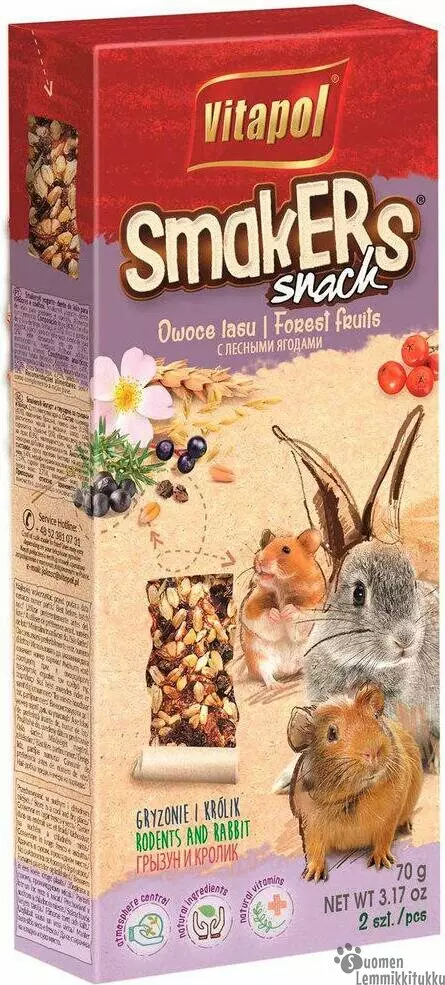 Smakers Snacks herkkutikku, metsämarja 90g, 2kpl - Kanin ja jyrsijän herkut - 40819 - 1